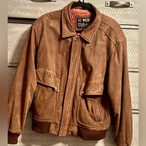 U2 Wear Me Out Tan Bomber Leather Jacket